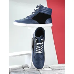 El Paso Men Blue Textured Winter Boots-picture-24