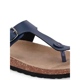 El Paso Men Buckle Detailed Leather Slip-On Flip Flops image 4