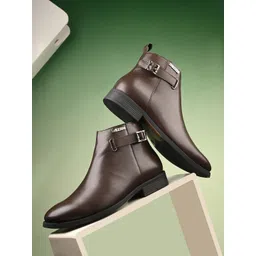 El Paso Men Mid Top Formal Regular Boots With Buckle Detail-picture-18