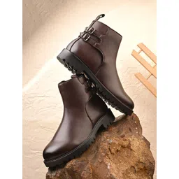 El Paso Women Brown Buckle Details Casual Boots-picture-23