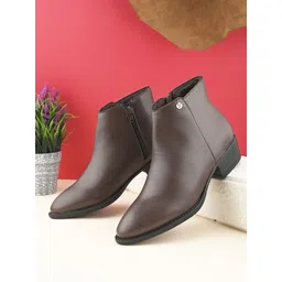 EL PASO Women Brown Faux Leather Casual Chelsea Boots Boots For Women-picture-40