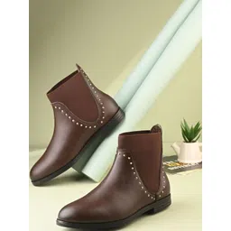 El Paso Women Brown Slip-On Chelsea Boots-picture-30