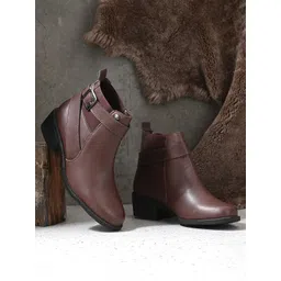 El Paso Women Brown Solid High Top Flat Boots-picture-38