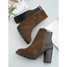 El Paso Women Mid Top  Leather Slip on Boots-picture-28