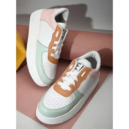 El Paso Women White & Green Colourblocked Lightweight Sneakers-picture-15