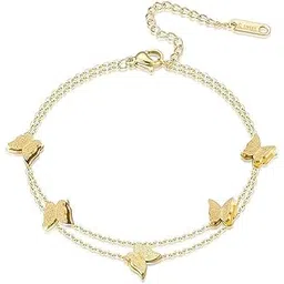el regalo 1 Leg Stainless Steel Butterfly Chain Anklet- Anti-Tarnish/Waterproof Fashionable Butterfly Anklets for Girls & Women-picture-27