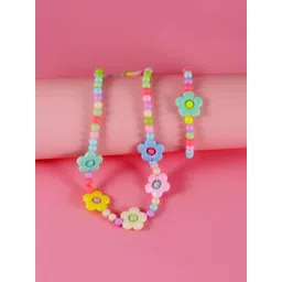 EL REGALO Girls Blue & Yellow Floral Beaded Jewellery Set-picture-16