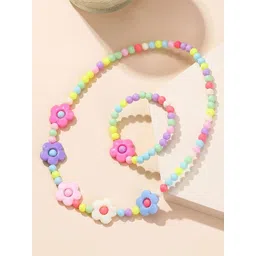 EL REGALO Girls Pack of 2 Multicoloured Beads Necklace Bracelet Jewellery Set-picture-25