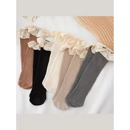 EL REGALO Girls Pack of 5 Knee Length Socks-picture-22