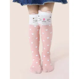 EL REGALO Girls Pink & White Patterned Cotton Above Knee-Length Socks-picture-25