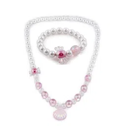 EL REGALO Girls White  Pink Beaded Jewellery Set-picture-24