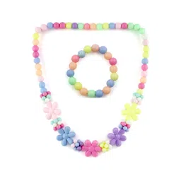 EL REGALO Girls Yellow  Pink Beaded Jewellery Set-picture-30