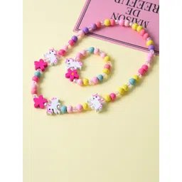EL REGALO Girls Yellow  Pink Beaded Jewellery Set-picture-14