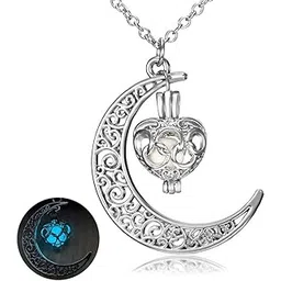 el regalo Glow In The Dark Moon with hanging Heart Pendant Necklace | Frozn Forest Girls Pendant Necklace-picture-54