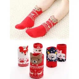 EL REGALO Kids Pack of 5 Patterned Cotton Ankle Length Socks-picture-39