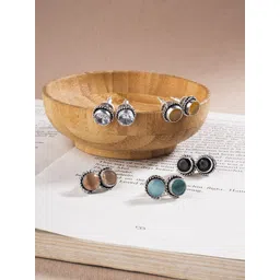 EL REGALO Pack Of 5 Stone Studded Contemporary Studs Earrings-picture-39