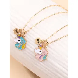 EL REGALO Set Of 2 Unicorn Textured Pendant With Chain-picture-22