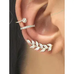 EL REGALO Set Of 3 Artificial Stones Studded Leaf Shaped Studs-picture-12