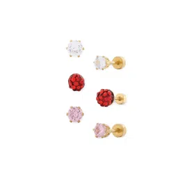 EL REGALO Set of 3 Stainless Steel Artificial Stones Stud Earrings-picture-28