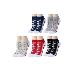 EL REGALO Unisex Pack of 5 Patterned Ankle Length Socks-picture-31