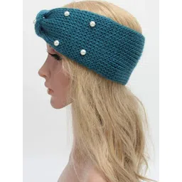 EL REGALO Women Teal Perl Knitted Headband-picture-27