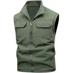 elaccent Double Sided Men's Outdoor Sleeveless Jacket with Stand Collar and Multi Pockets-picture-10