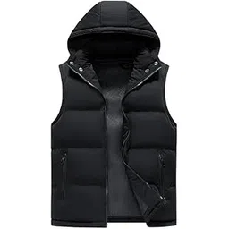 elaccent Men's Cotton Winter Sleeveless Jacket with Pockets and Zipper Closure-picture-26
