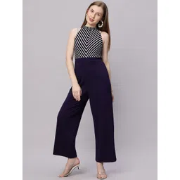 Elara Luxe Women Chevron Striped High-Neck Sleeveless Jumpsuit-picture-36