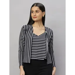 Elara Luxe Women Vertical Stripes Shirt Style Regular Top-picture-28