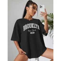 ELBATROSS Women Typography Printed Oversized T-shirt-picture-23