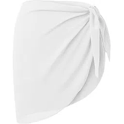 elbme Chiffon Cover Up Solid Womens Summer Bathing Suit Bottom Short Skirt 50Cmx140Cm White-picture-51
