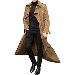 elbme ELBME® Man’s Double Breasted Trench Coat Oversized Casual Windbreaker Lapel Long Jacket Long Belted Windbreaker Slim Overcoat_1-picture-32