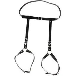 elbme Womens PU Leather Body Harness Belt Adjustable Punk Waist Leg Garter Belt-picture-17