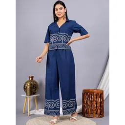 ELBWEAR Women's Cotton Embroidery Shirt Kurta And Palazzo Co-ord Set-picture-31