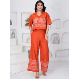 ELBWEAR Women's Cotton Embroidery Shirt Kurta And Palazzo Co-ord Set-picture-20