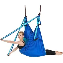 ele ELEOPTION Strong Antigravity Yoga Hammock Sling Inversion Tool for Air Inversion Exercises Yoga Swing Set Trapeze Sling Hammock Yoga Gifts for Women Adult Kids Dark+Light Blue-picture-14