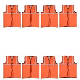 Elecant High Visibility Orange Sleevesless Reflective Safety Jacket, Free Size (Pack of 8)-picture-48