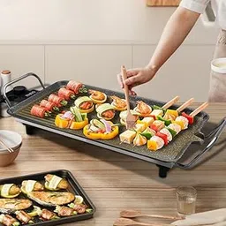Electric Griddle Smokeless Grill Teppanyaki Table 5-Level Temperature Control Hot Pot Grill Plate1350 W for Camping Indoor Outdoor Household-picture-19