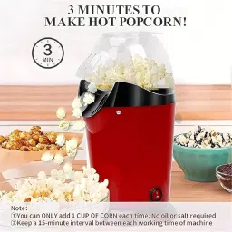 Electric Popcorn Maker 1200W Hot Air Popper | Oil-Free Fast Snack Maker for Home Movies & Parties | Healthy One-Touch Popcorn Machine for Kids & Adults image 4