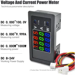 electrolight 4-Bit High Precision 100V 10A 1000W DC Digital Power Meter Voltmeter Ammeter Detector Volt AMP Panel Monitor Current Voltage Tester Voltmeter-picture-20