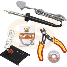 Electronic Spices 5 IN 1 60Watt soldering Iron, cutter, desolder wire, solder wire, solder stand Starter kit for beginners-picture-29