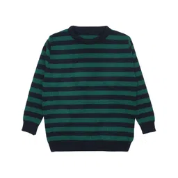 Elefantino Full Sleeves Striped Sweater - Green & Navy Blue-picture-30