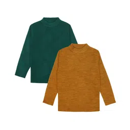 Elefantino Pack Of 2 Full Sleeves Solid Sweater - Green & Mustard-picture-35