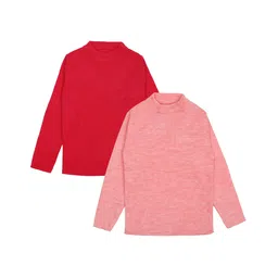 Elefantino Pack Of 2 Full Sleeves Solid Sweater - Magenta & Pink-picture-45