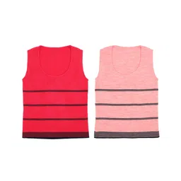 Elefantino Pack Of 2 Sleeveless Striped Sweater Vests - Pink & Red-picture-8