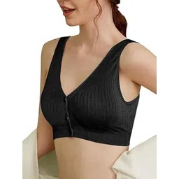 Eleg & Stilance Women Black Maternity Feeding Lightly Padded Front-Open Nursing Cotton Bra-picture-34