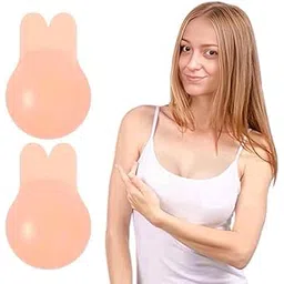 eleg & stilance Women Silicone Push Up Invisible Bra Tape Lift Up Strapless Bra Self Adhesive Backless Sticky Rabbit Shape Brest Lift Petals Reusable 1 Pair Brown-picture-31