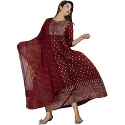 Elegant Anarkali Gown with Dupatta || Women's Ethnic Dress Detailing || Perfect for Weddings, Festivals & Special Occasions-picture-40