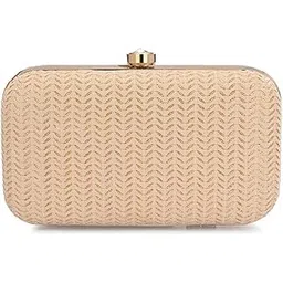 Elegant Beige & Gold Box Clutch for Women | Clutch Bag with Chain Strap | Ethnic & Western Handbag for Wedding, Festival & Evening Functions-image-4