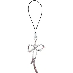 Elegant Silver Bow Phone Charm, Long Ribbon Design, Mobile Strap Pendant-picture-24